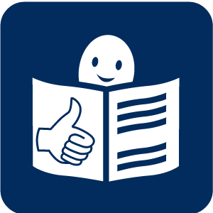 Icon für leichte Sprache in blau und weiss